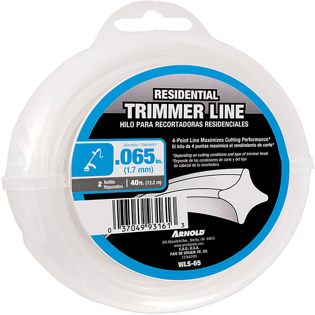 Arnold WLS-65 Residential Grade .065 in. D X 40 ft. L Trimmer Line