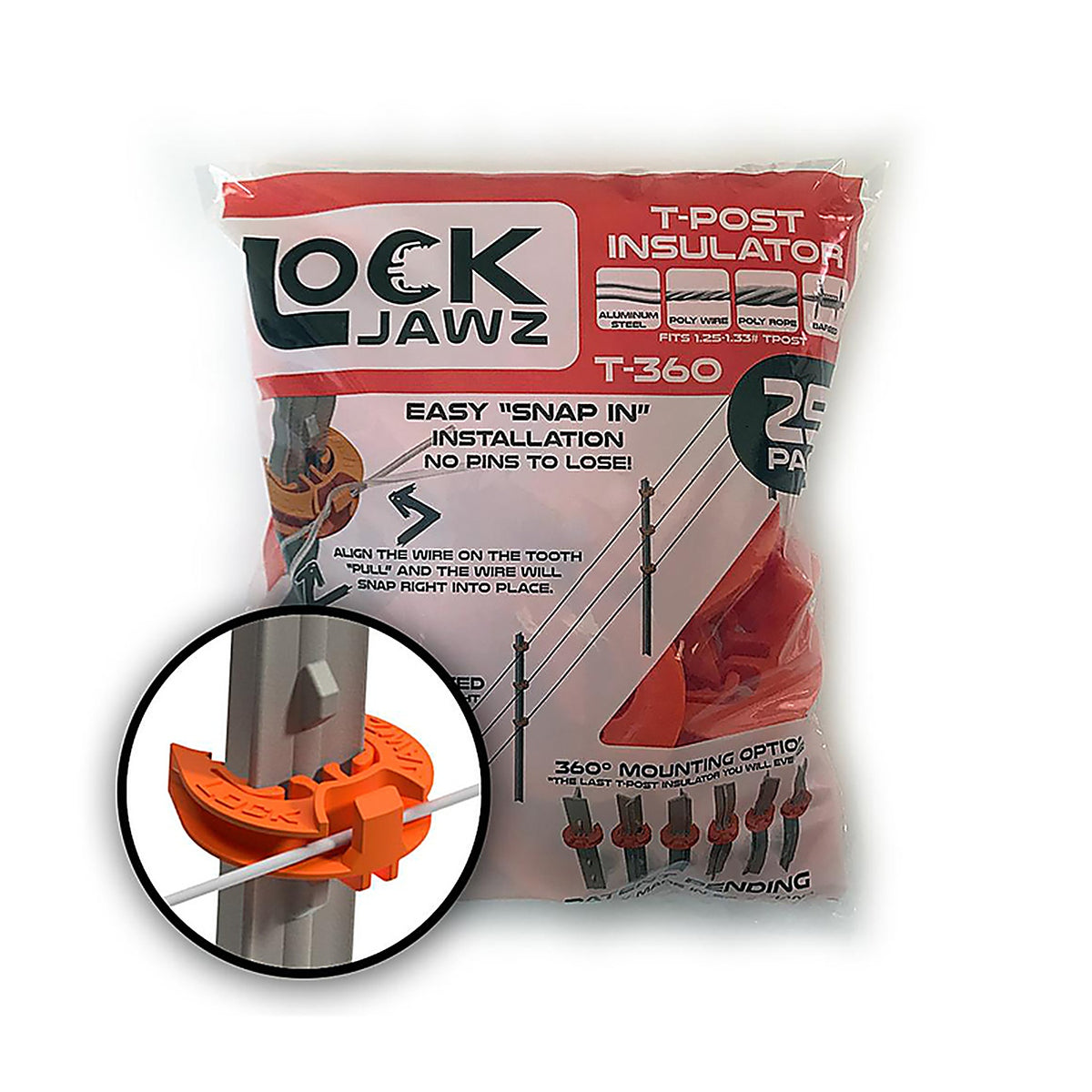 Dare - T-360 ORANGE - LockJawz T-Post Fence Insulator Orange