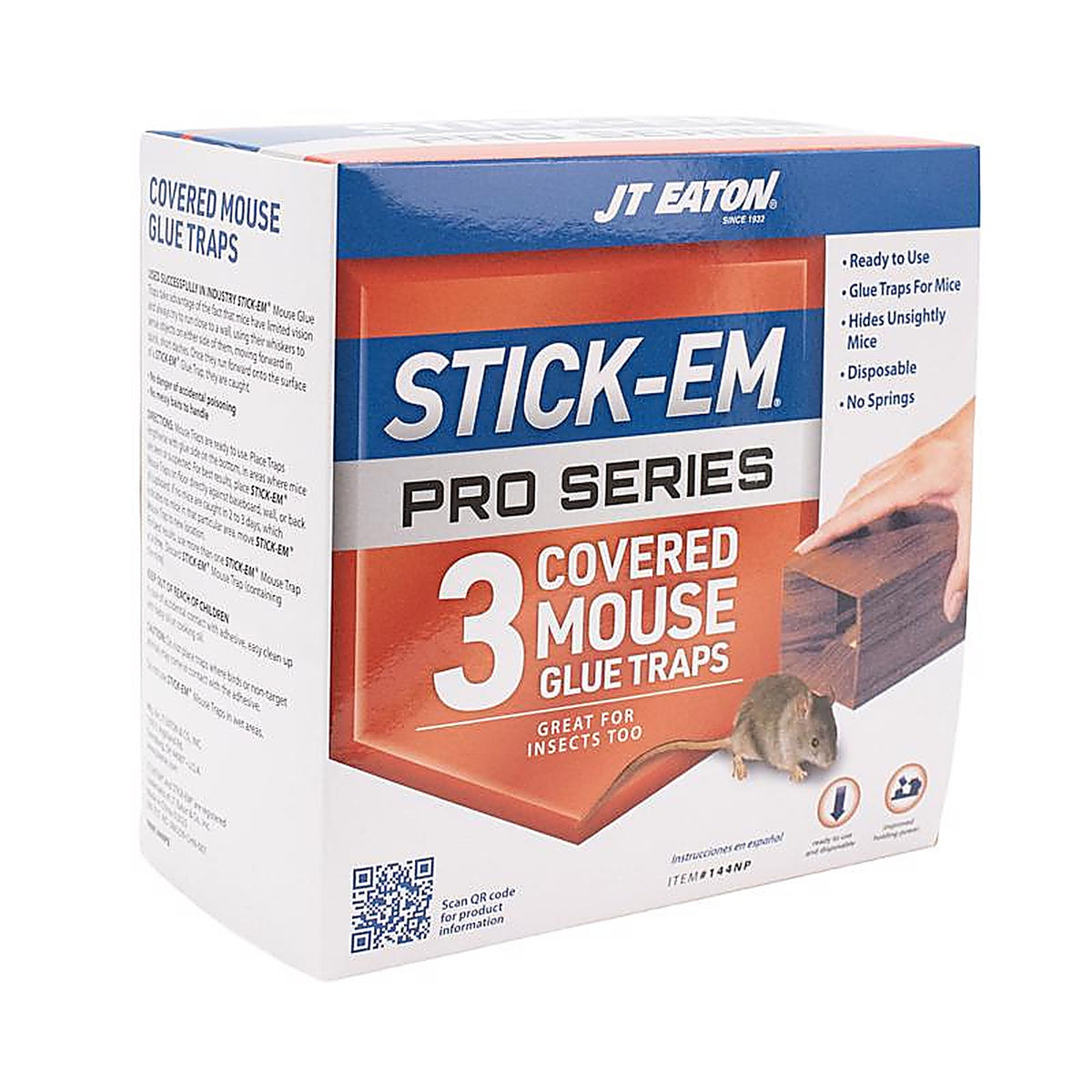 JT Eaton 144NP Stick-Em Small Covered Animal Trap For Mice 3 pk