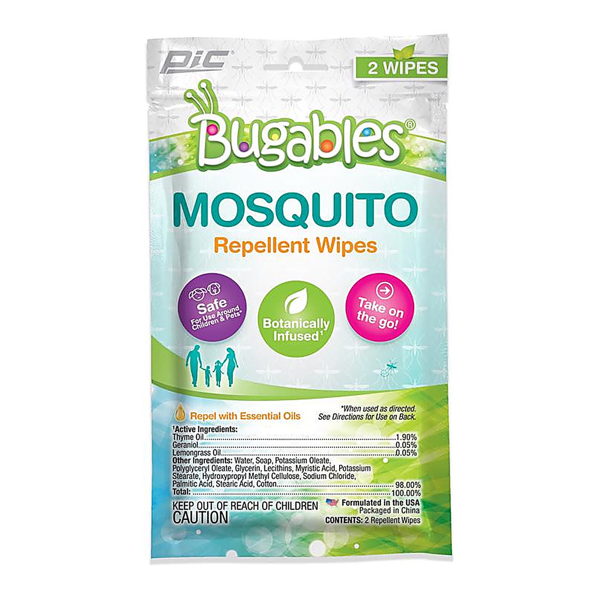 Pic - TM-WIPE - Bugables Insect Repellent Towelettes for Mosquitoes 2 Pack