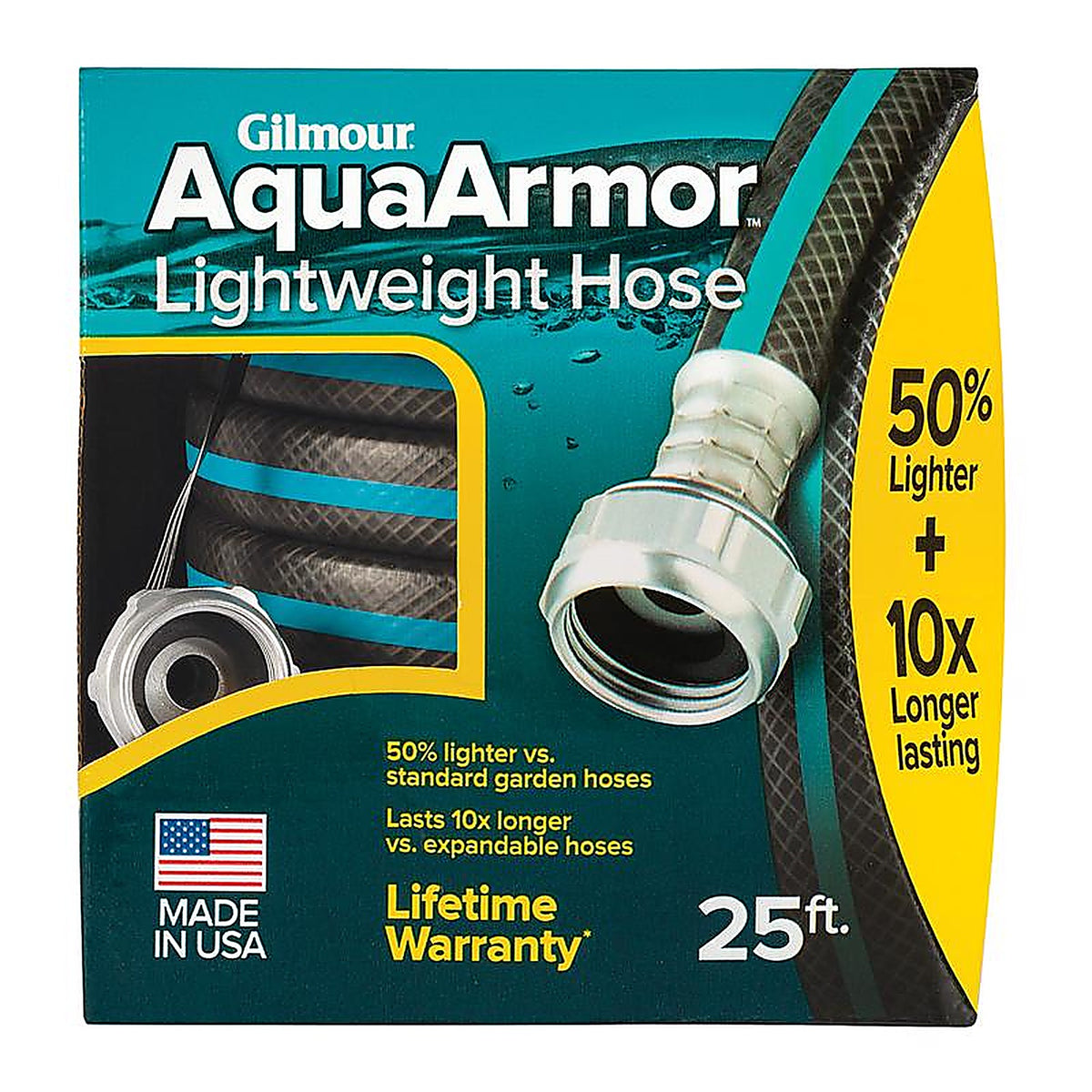 Gilmour 869251-1001 AquaArmor 1/2 in. Dia. x 25 ft. L Black Plastic Garden Hose