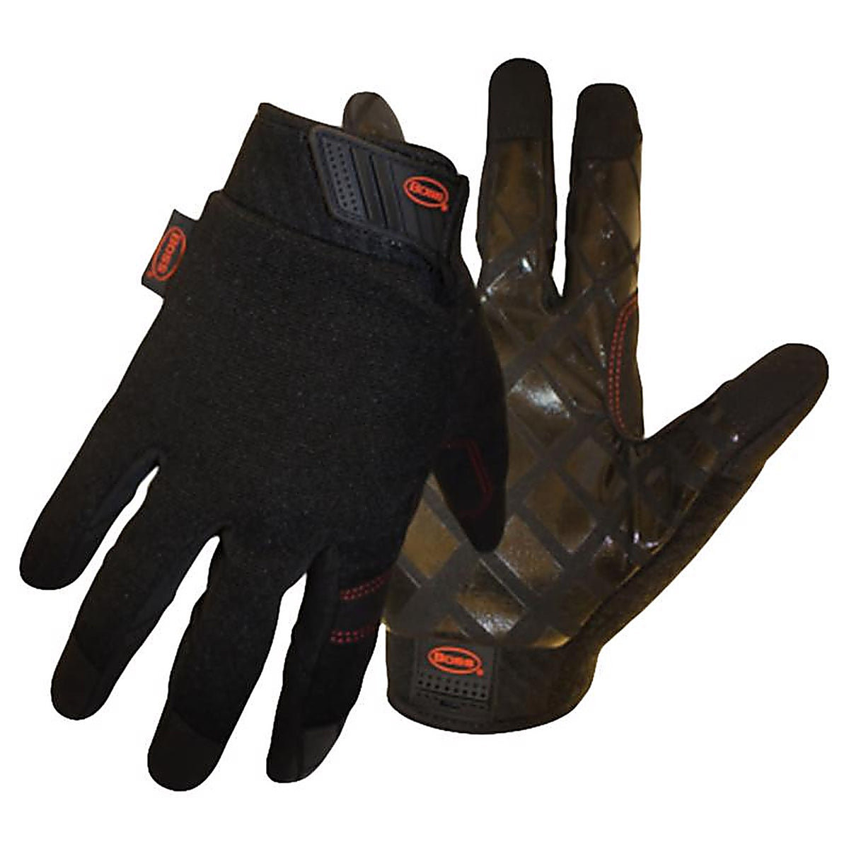 Boss 5211M Unisex Diamond Grip Mechanics Glove Black Medium
