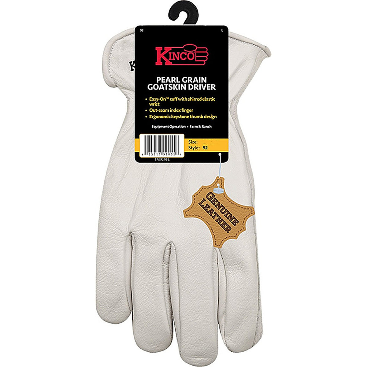 Kinco 92-XL Mens Pearl Driver Gloves White XL