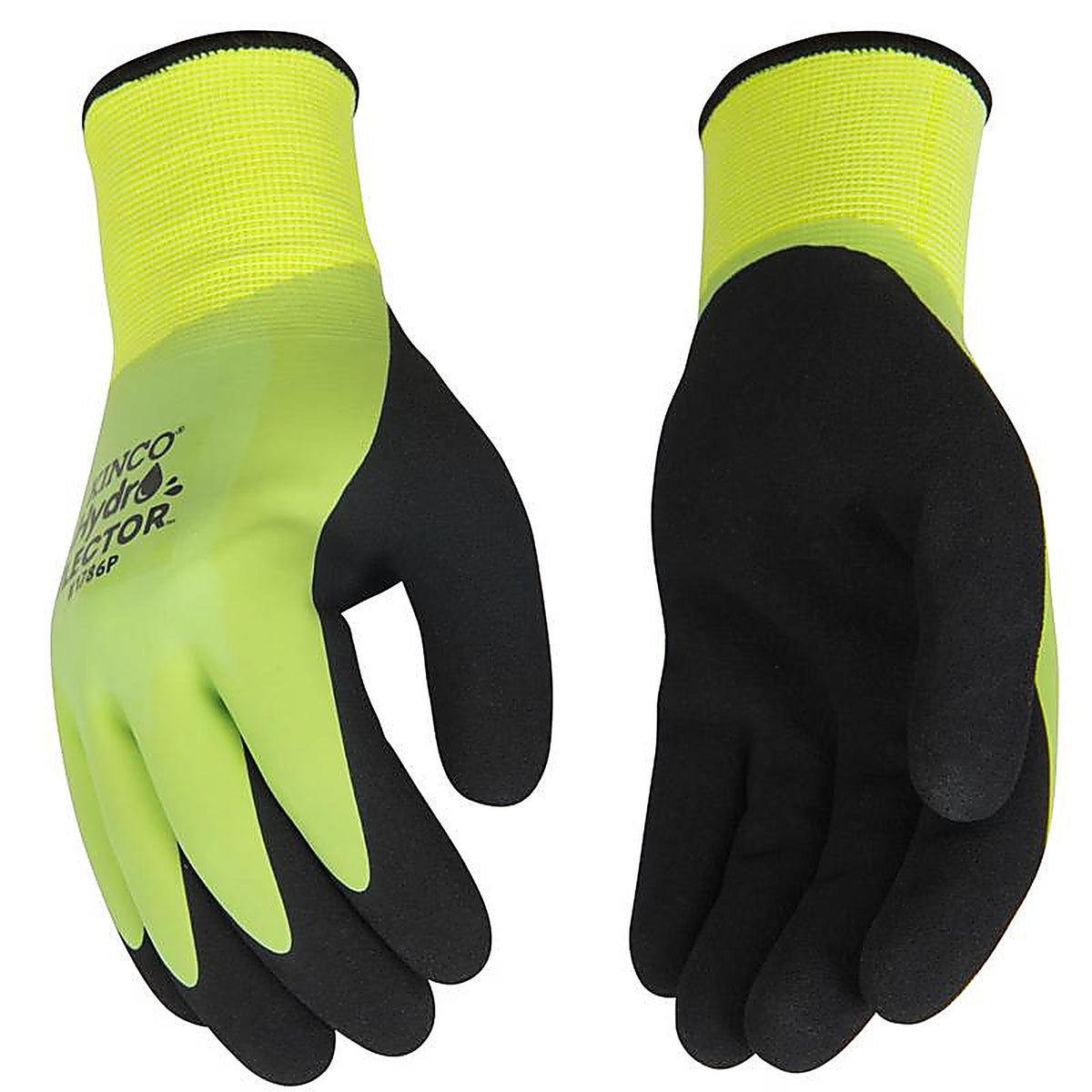 Kinco - 1786P-M - Hydroflector Mens Knit Wrist Cuff Waterproof Gloves Black/Green M 1 Pair