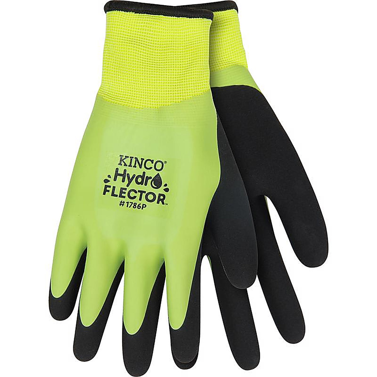 Kinco - 1786P-M - Hydroflector Mens Knit Wrist Cuff Waterproof Gloves Black/Green M 1 Pair