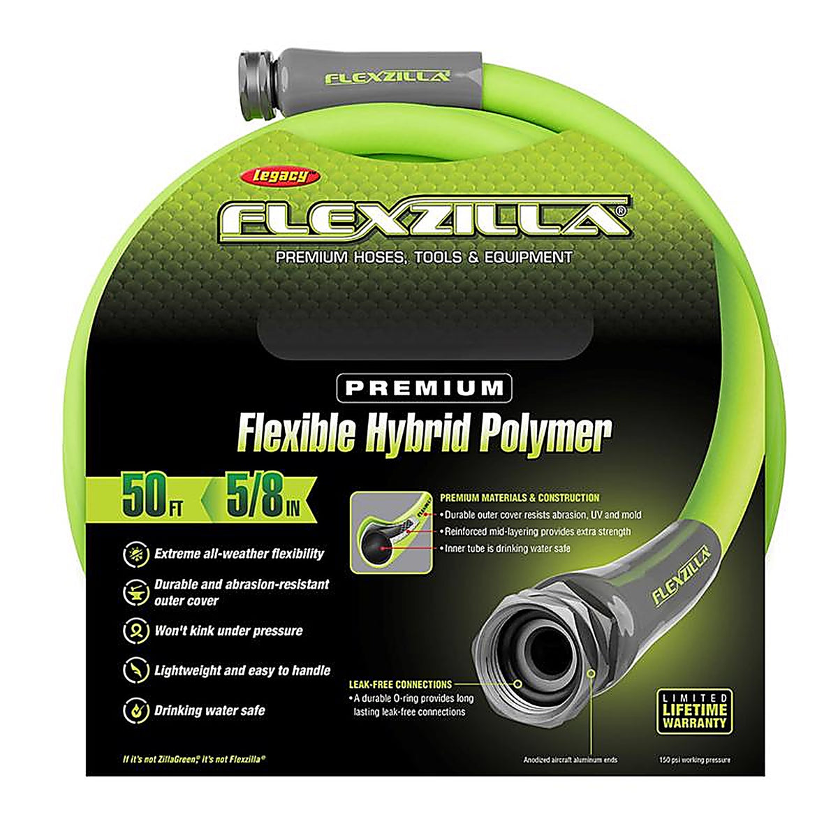 Legacy - HFZG550YW - Flexzilla 5/8 In. D X 50 Ft. L Heavy Duty Premium Grade Garden Hose