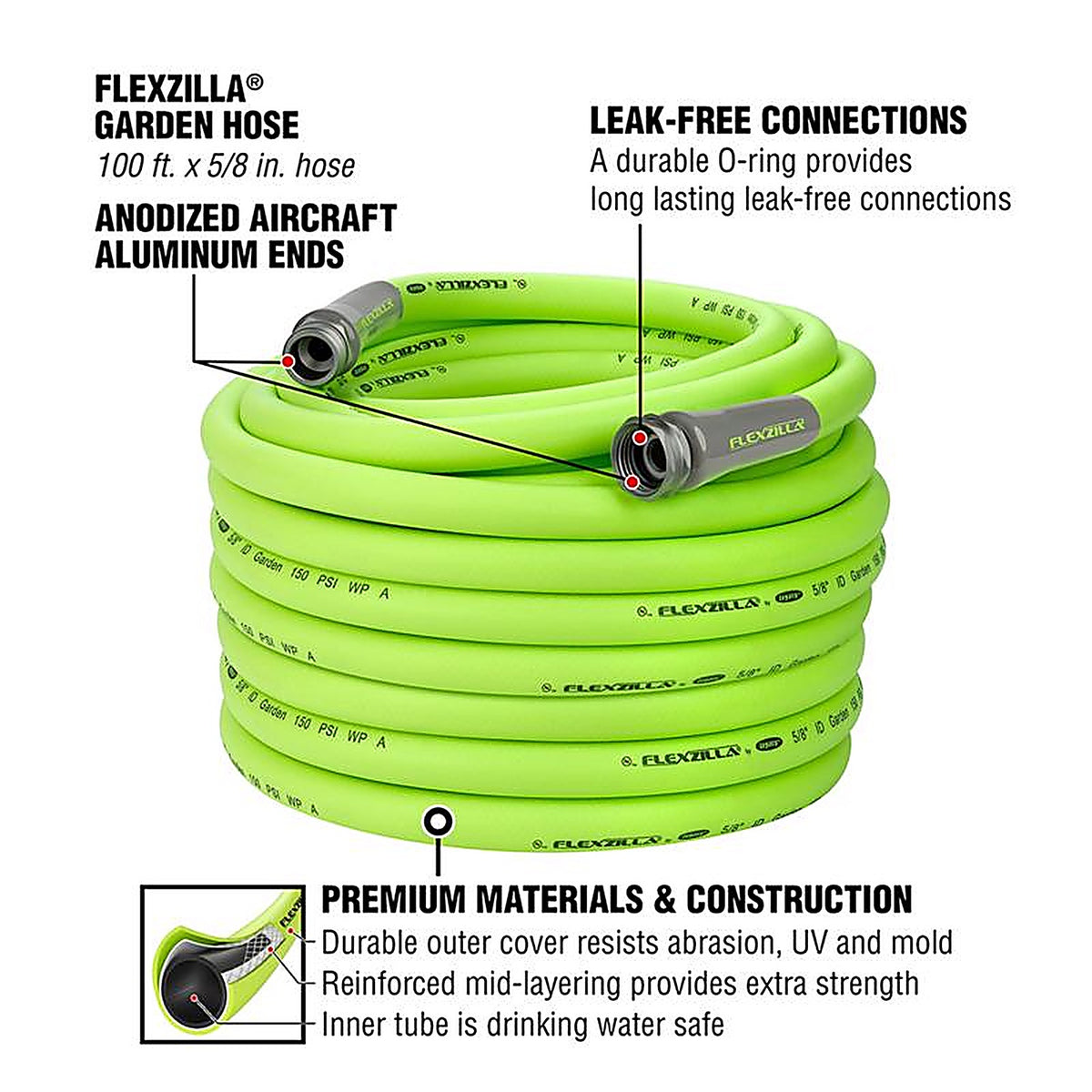 Legacy - HFZG5100YW - Flexzilla 5/8 In. D X 100 Ft. L Heavy Duty Premium Grade Garden Hose