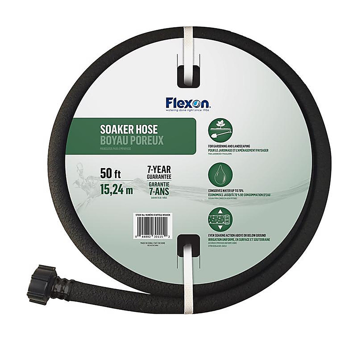 Flexon WS50CN 1/2 in. D X 50 ft. L Medium Duty Professional Grade Soaker Hose Black