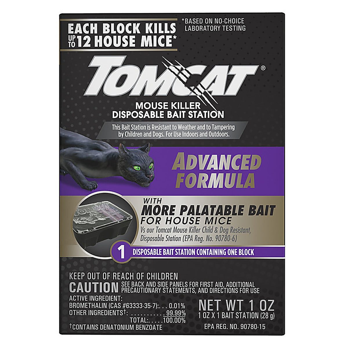 Tomcat 0373805 Advanced Formula Bait Station and Bait Blocks For Mice 2 oz 1 pk