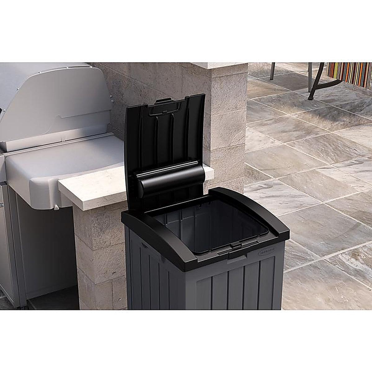 Suncast GH3900 Trash Hideaway 39 gal Peppercorn Resin Trash Can Lid Included
