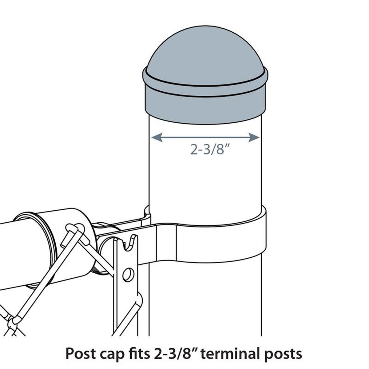 Midwest Air Technologies 328558C YardGard 2.44 in. L Aluminum Chain Link Round Cap 1/Pack