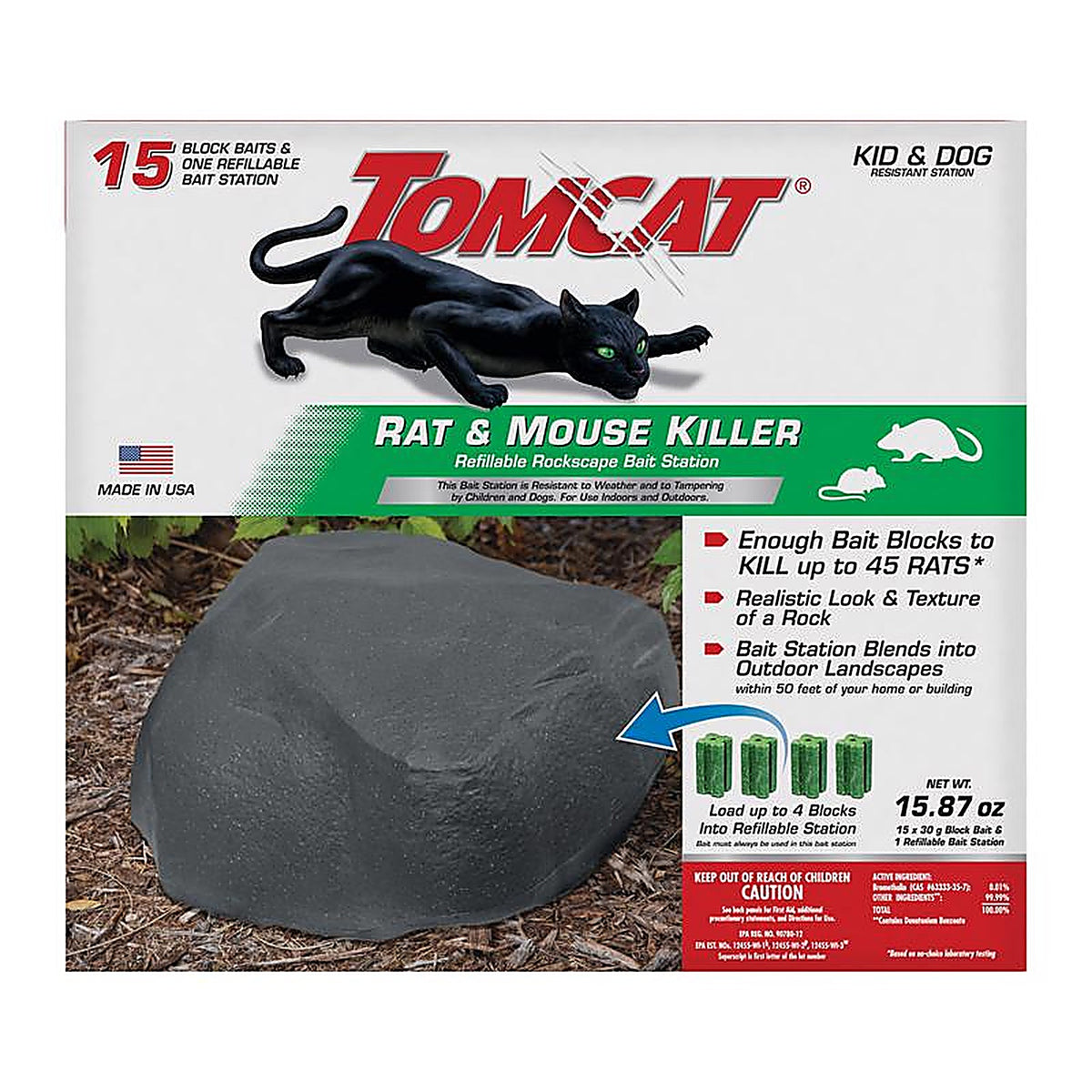 Tomcat 0364605 Rockscape Bait Station and Bait Blocks For Mice and Rats 1 pk