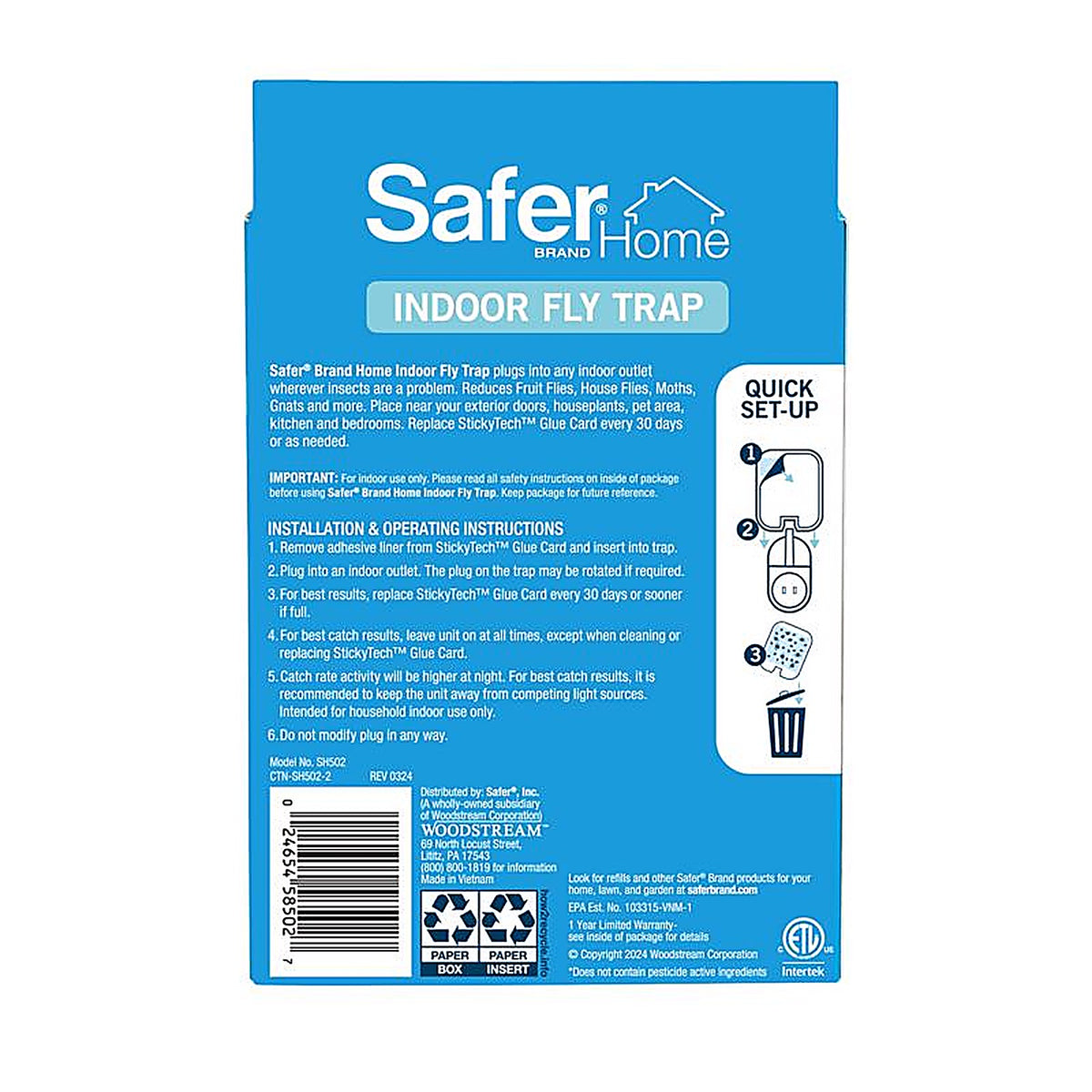 Safer - SH502 - Indoor Flying Insect Trap