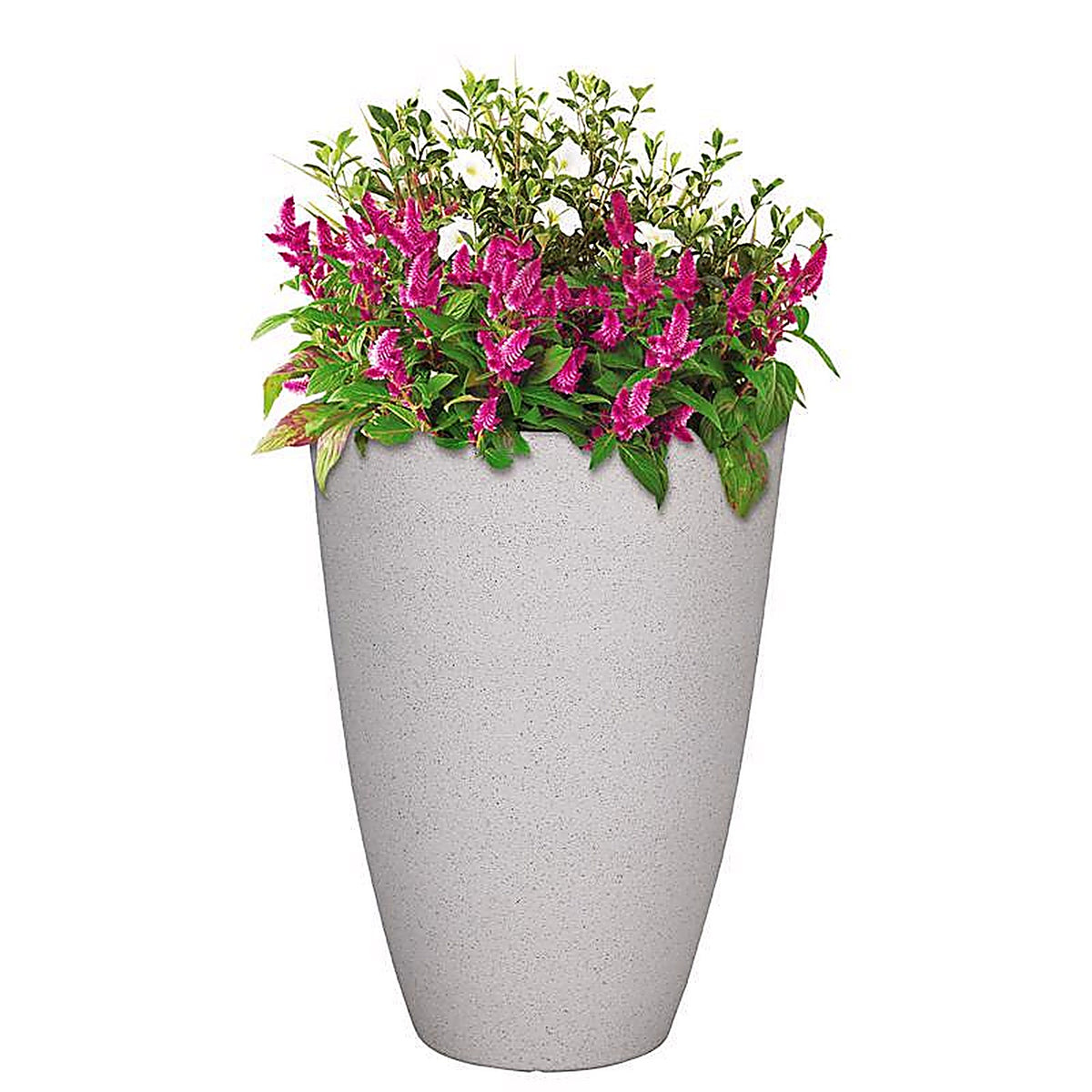 L&G Solutions - PVC2016SWI - L&g 21.9 In. H X 16 In. D Polyresin Speckle Tall Planter White