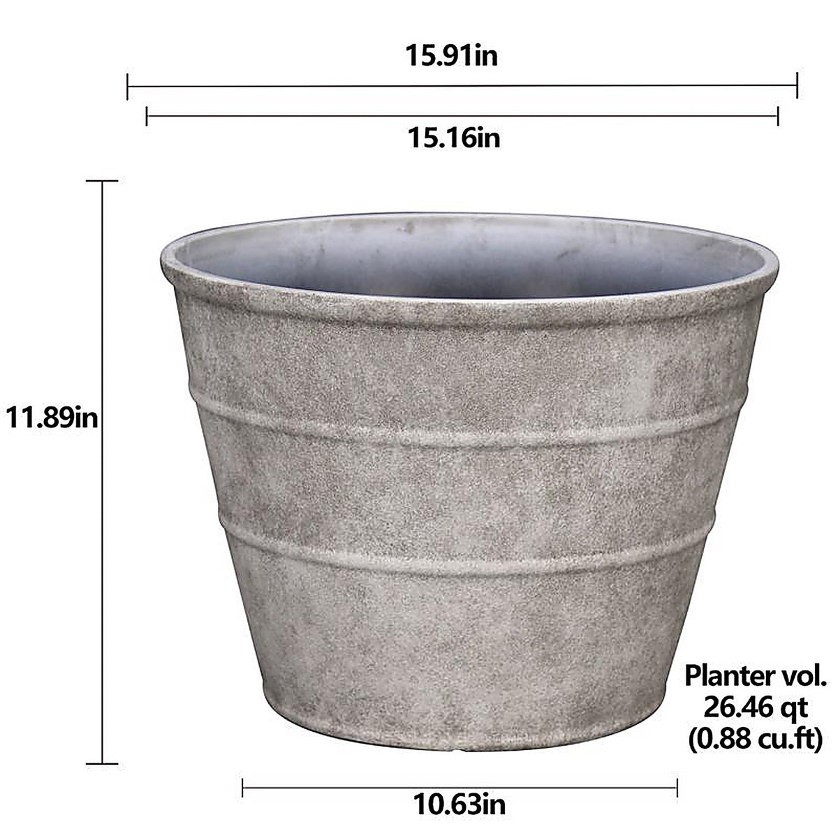L&G Solutions - PVF5116TSI - L&g 12 In. H X 16 In. D Polyresin Hamilton Planter Stone