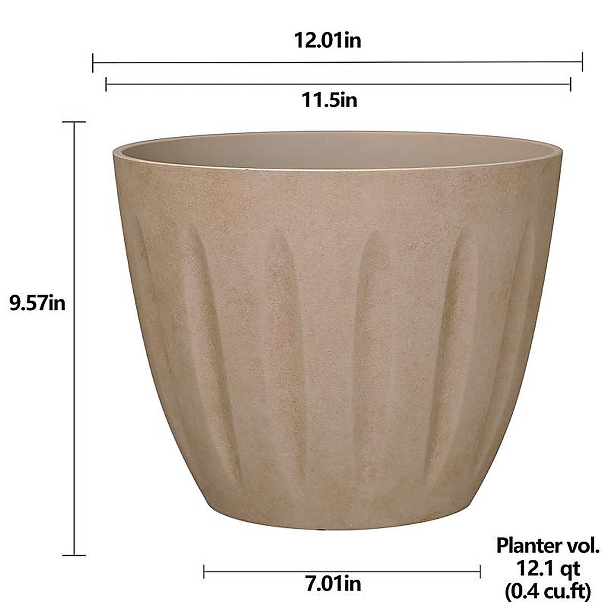 L&G Solutions - PVI8012TTI - L&g 10 In. H X 12 In. W X 12 In. D X 12 In. D Polyresin Spritzer Planter Terracotta