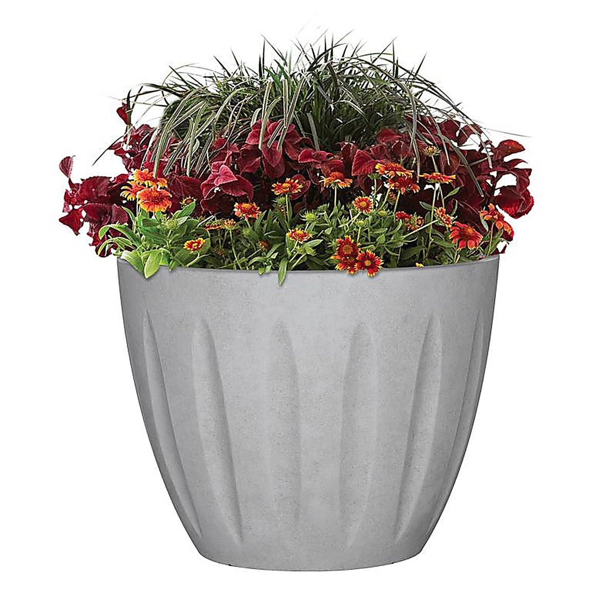 L&G Solutions - PVI8016TWI - L&g 13 In. H X 16 In. D Polyresin Spritzer Planter Stone