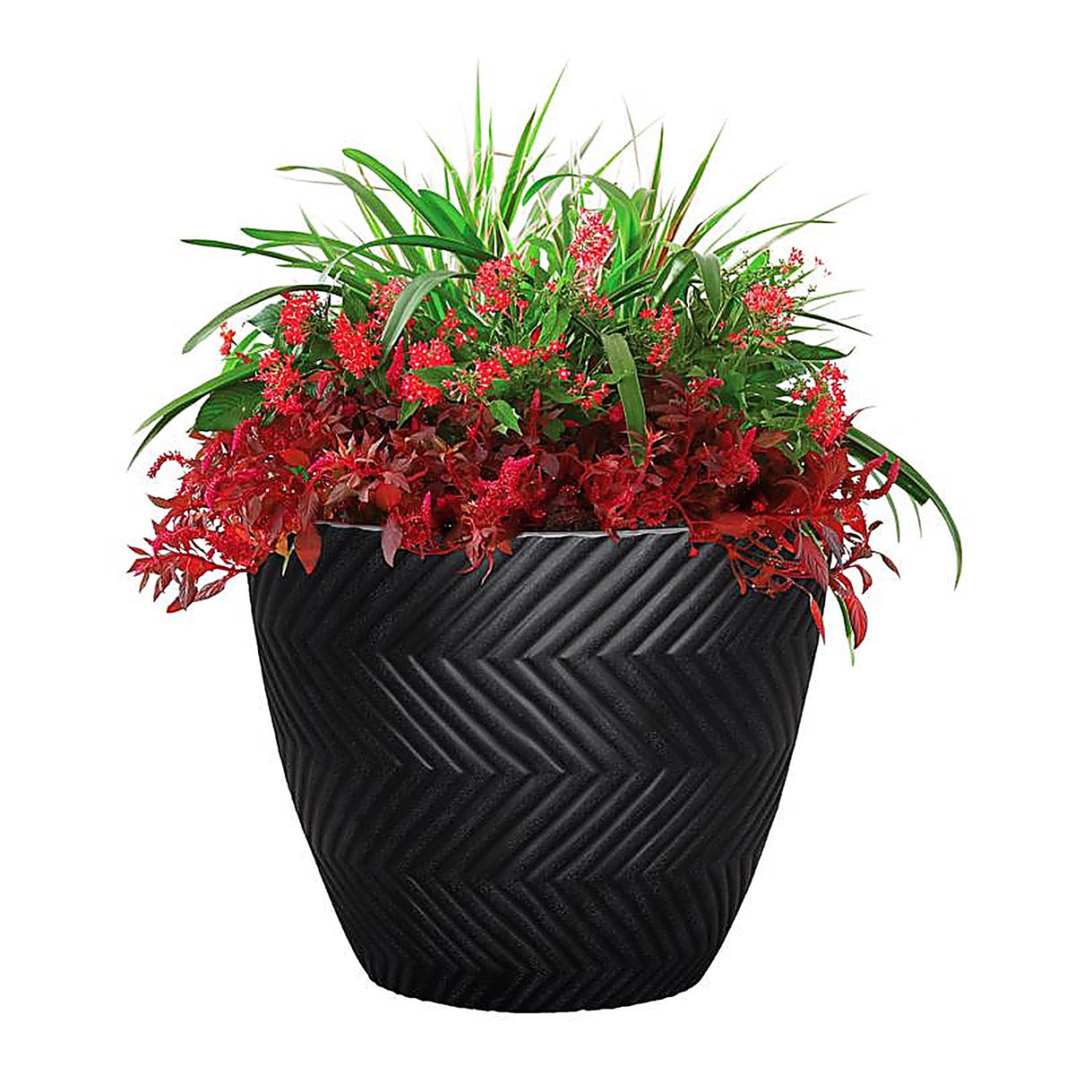 L&G Solutions - PVI7916TKI - L&g 13 In. H X 16 In. D Polyresin Yuma Planter Black