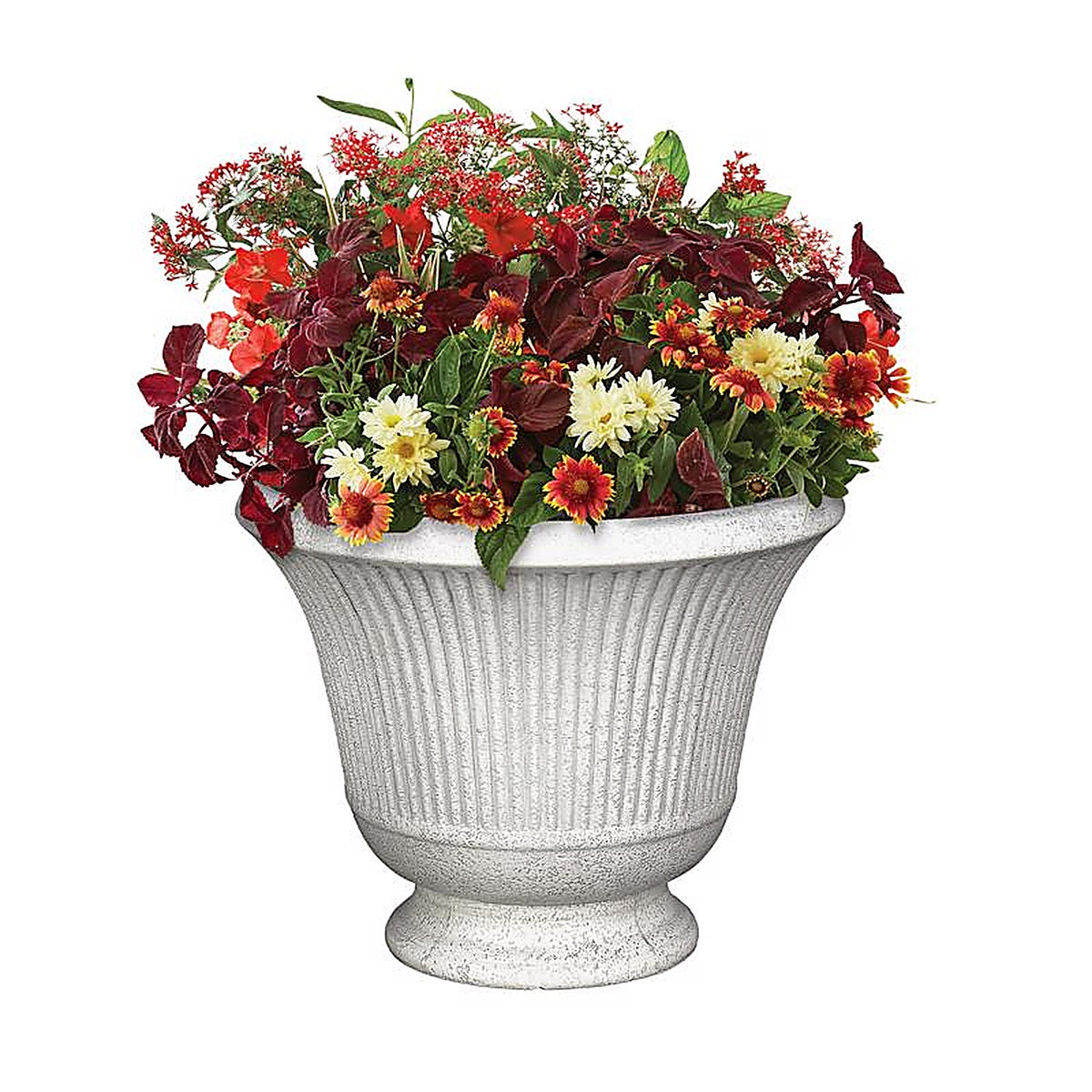 L&G Solutions - PVE8016TSI - L&g 12.9 In. H X 16 In. D Polyresin Pedestal Urn Planter Stone