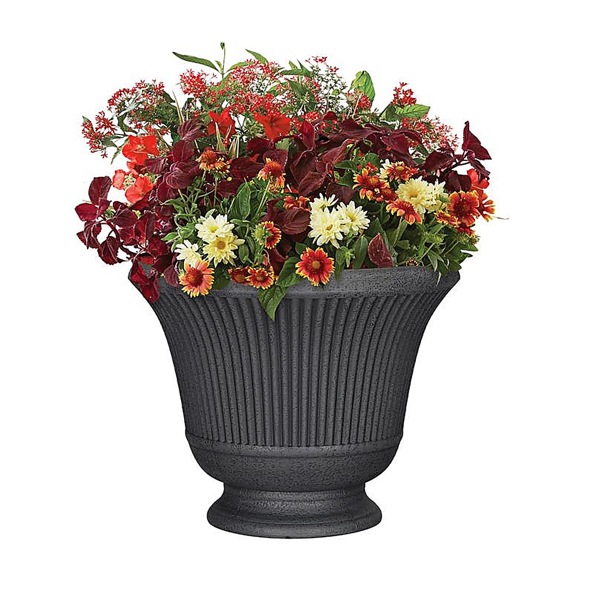 L&G Solutions - PVE8016TKI - L&g 12.9 In. H X 16 In. D Polyresin Pedestal Urn Planter Charcoal