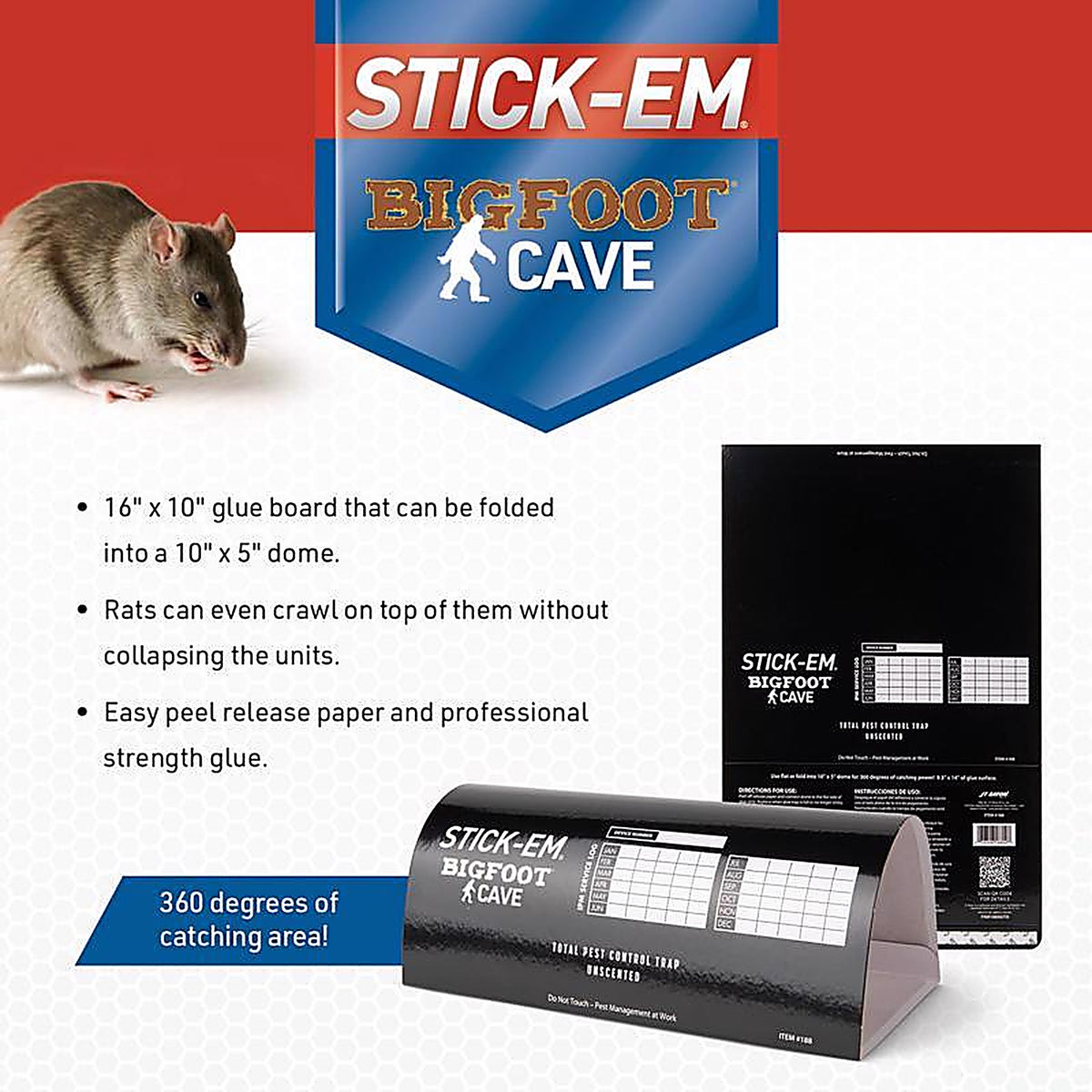 JT Eaton - 188-4P - Stick-Em Pro Series Bigfoot Extra Large Glue Board Trap for Insects/Rodents/Snakes 4 Pack