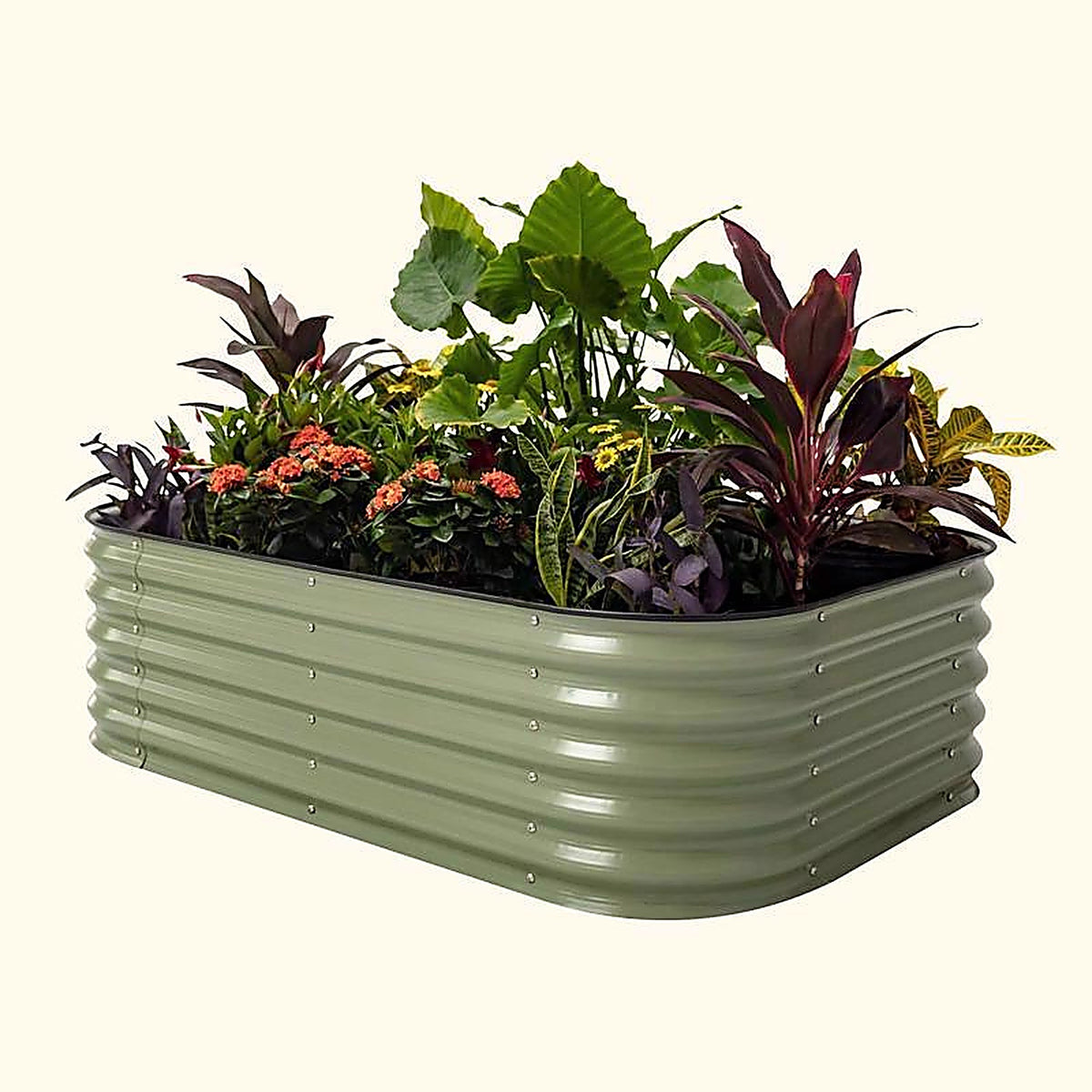 Vego Garden - VB6N117G - 17 In. H Metal 6 in 1 Raised Garden Bed Olive Green