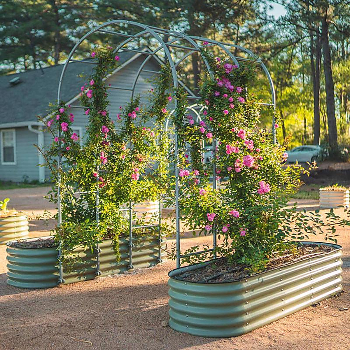 Vego Garden - VB6N117G - 17 In. H Metal 6 in 1 Raised Garden Bed Olive Green