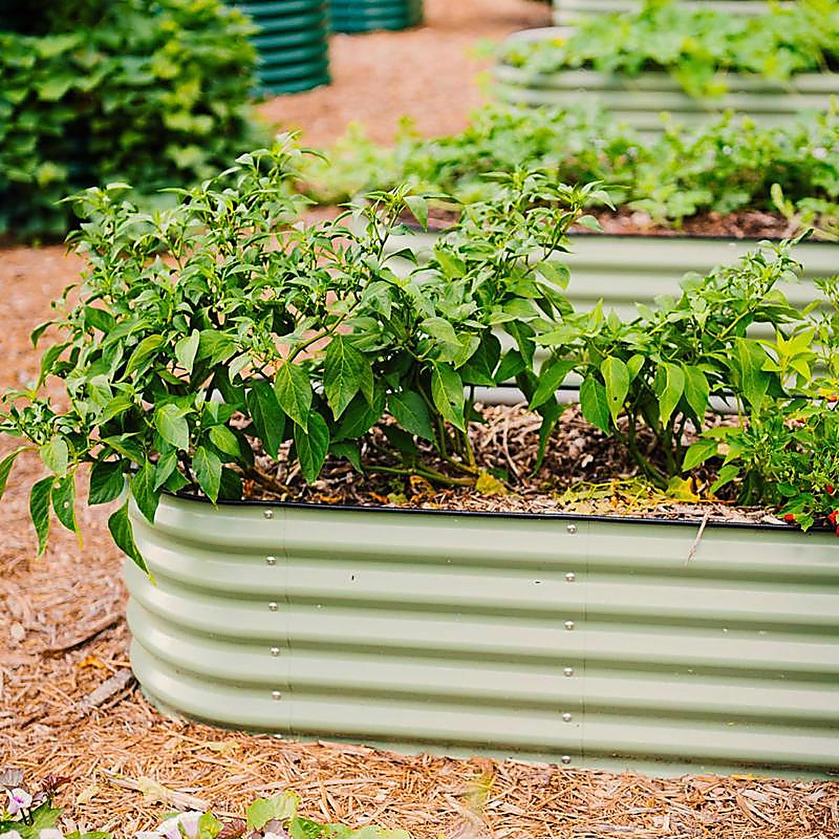 Vego Garden - VB6N117G - 17 In. H Metal 6 in 1 Raised Garden Bed Olive Green
