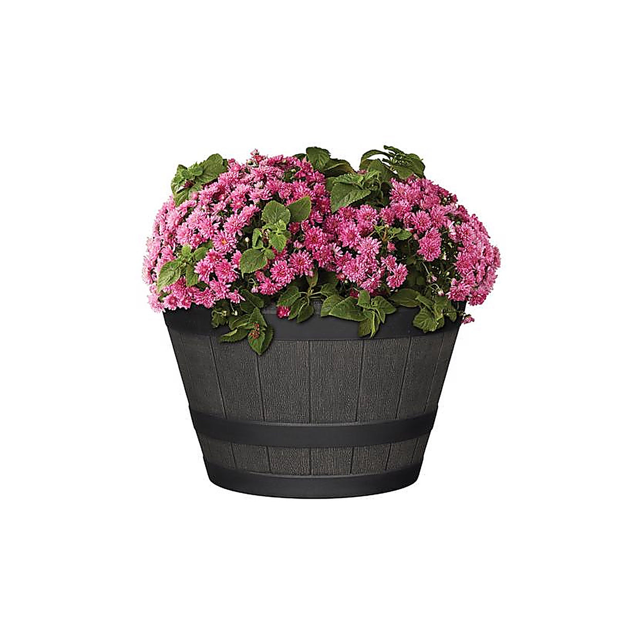 L&G Solutions - PVG3614TNI - L&g 9 In. H X 14 In. W X 14 In. D X 14 In. D Polyresin Whiskey Barrel Planter Brown