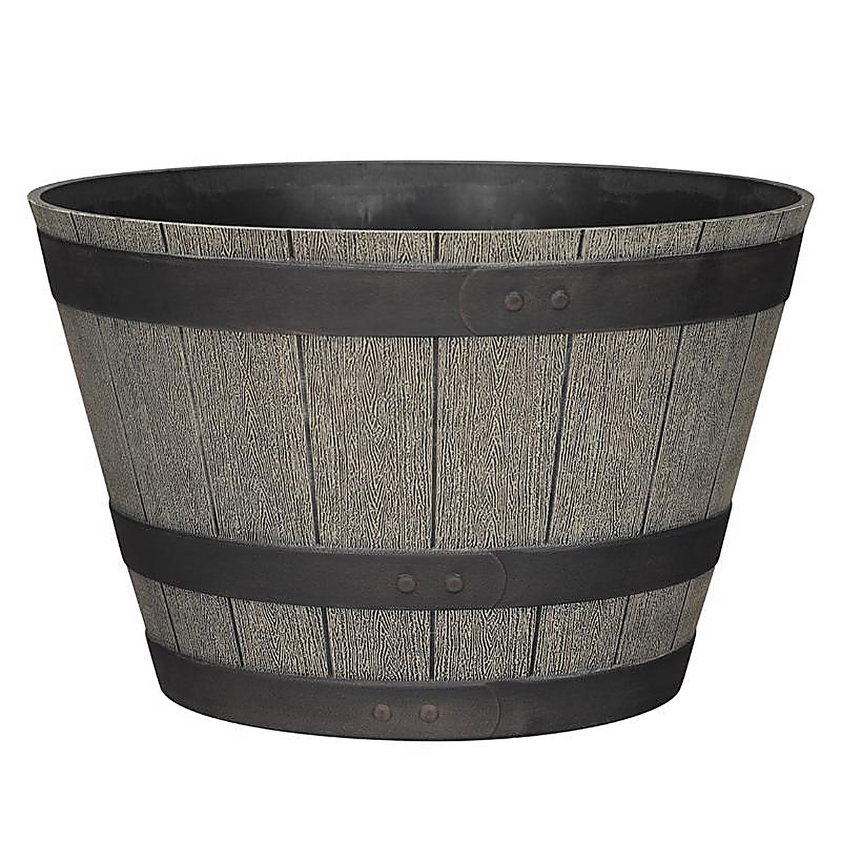 L&G Solutions - PVH6019TOI - L&g 12 In. H X 19 In. W X 19 In. D X 19 In. D Polyresin Whiskey Barrel Planter Oak