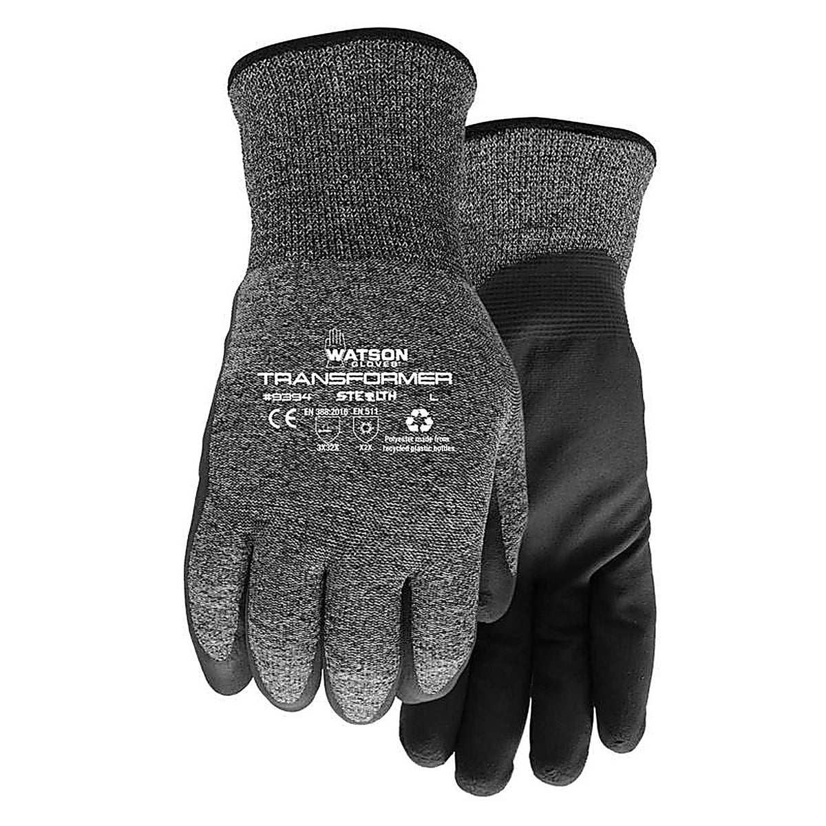 Watson Gloves - 9394-M - M Polyester Stealth Transformer Black Cold Weather Gloves