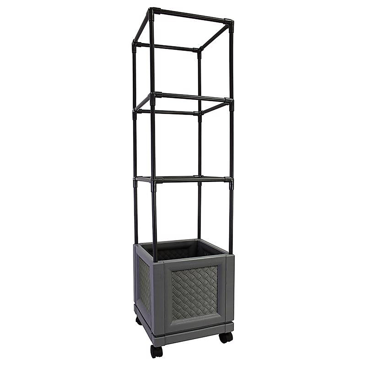 City Pickers - 2323D - 44 In. H X 10.75 In. W X 10.75 In. D Resin Trellis Tower Garden Bed Charcoal