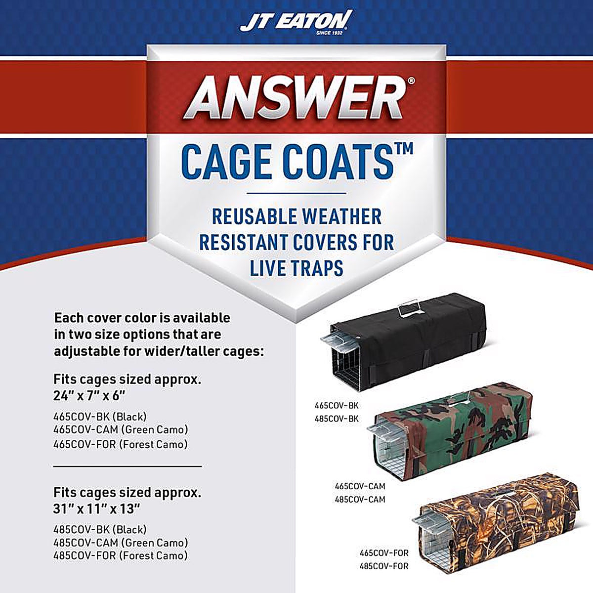 JT Eaton - 465COV-FOR - Answer Medium Live Catch Animal Trap Cover for Rabbits and Skunks 1 Pack