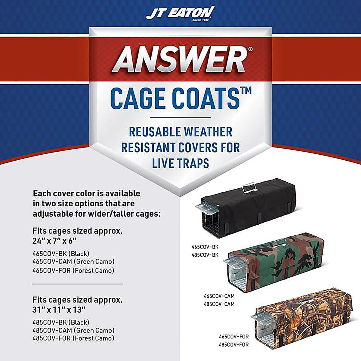 JT Eaton - 485COV-CAM - Answer Large Live Catch Animal Trap Cover for Cats and Raccoons 1 Pack