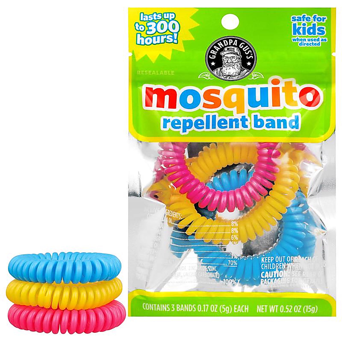 Grandpa Guss - GQASBD3-ST-20-2 - Insect Repellent Wrist Band for Mosquitoes