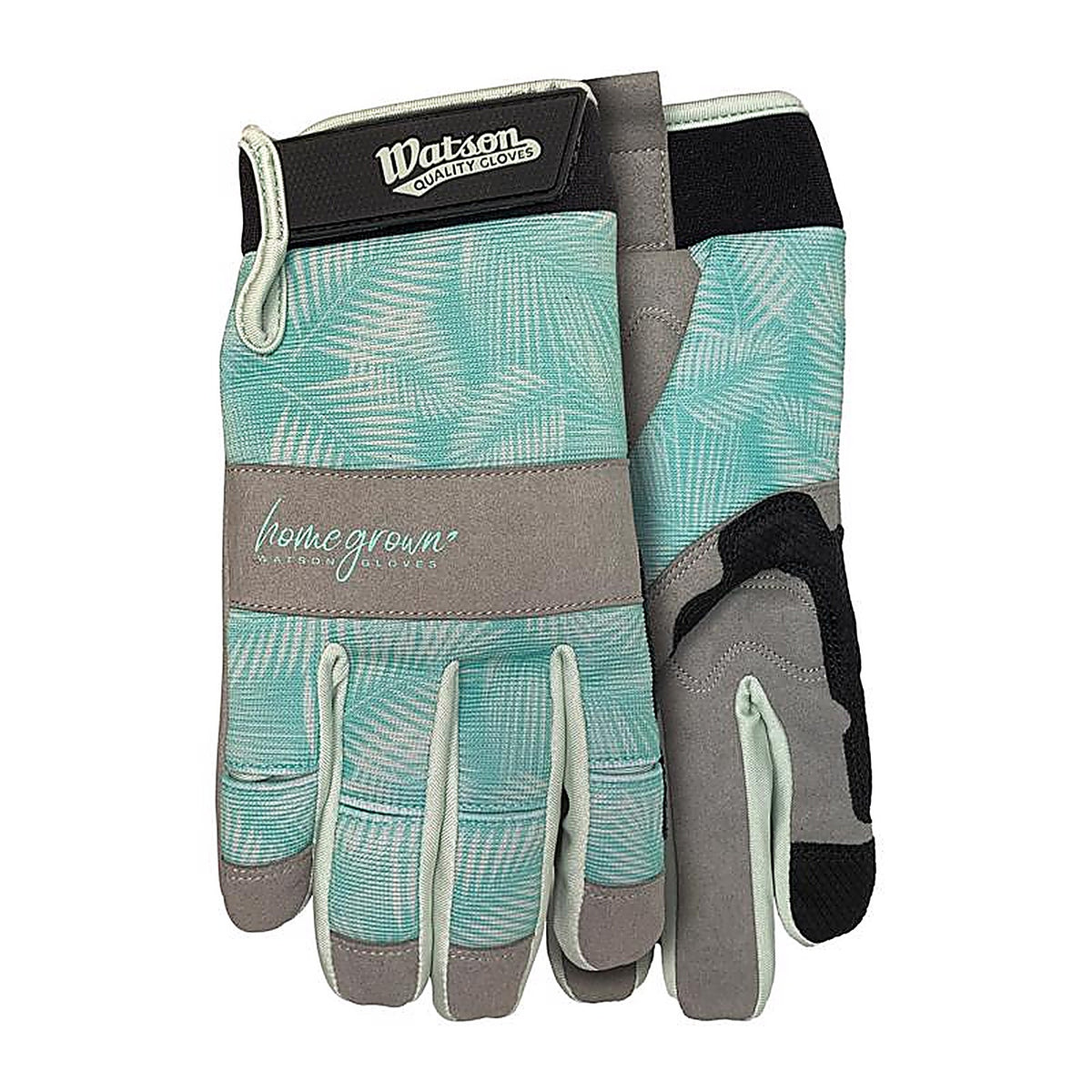 Watson Gloves - 198-S - Home Grown S Spandex Tropical Leaf Pattern Gray/Green Gardening Gloves