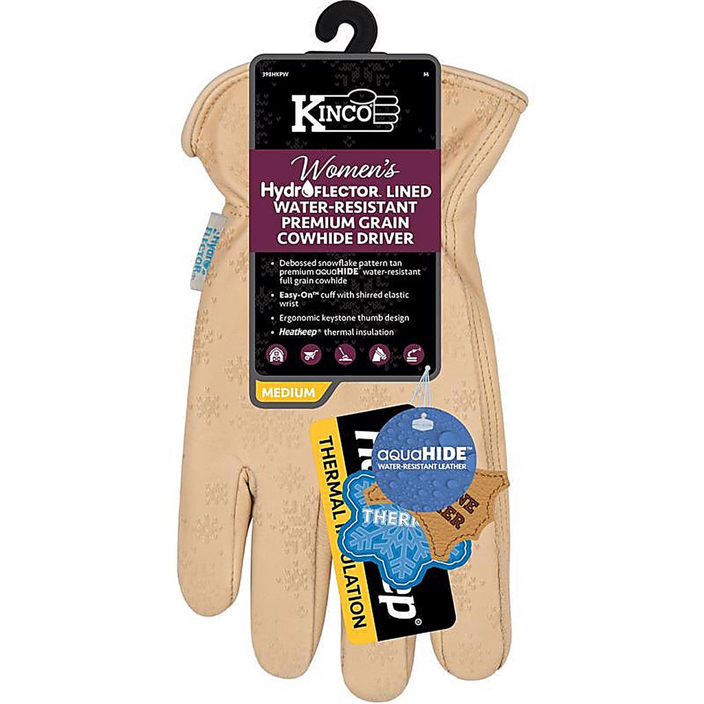 Kinco - 398HKPW-M - Hydroflector M Cowhide Leather Lined Tan Gloves