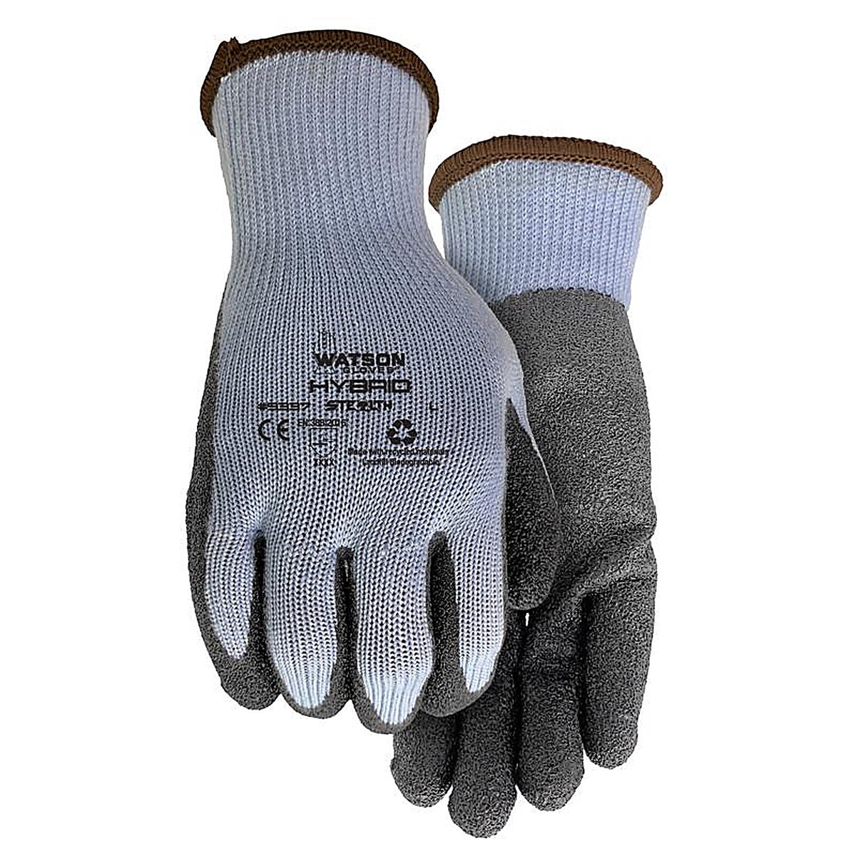 Watson Gloves - 9337-M - Hybrid M Polyester Stealth Hybrid Gray Dipped Gloves