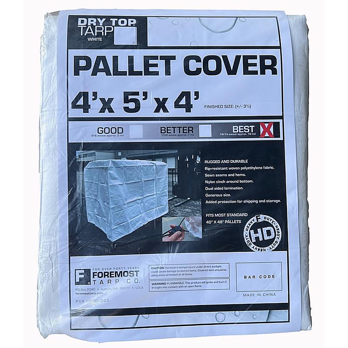 Dry Top - 43454 - 5 Ft. W X 4 Ft. L Heavy Duty Polyethylene Pallet Cover White