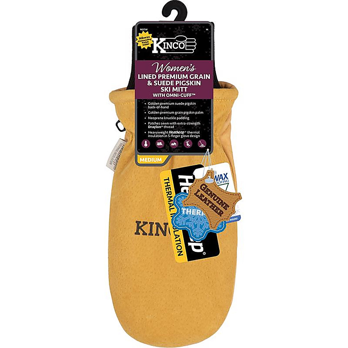 Kinco - 901TW-M - M Premium Pigskin Cold Weather Black/Gold Mittens