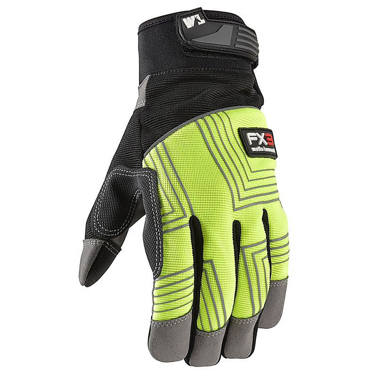 Wells Lamont - 7864M - Fx3 Mens Indoor/Outdoor Hi-Viz Work Gloves Black/Yellow M 1 Pair