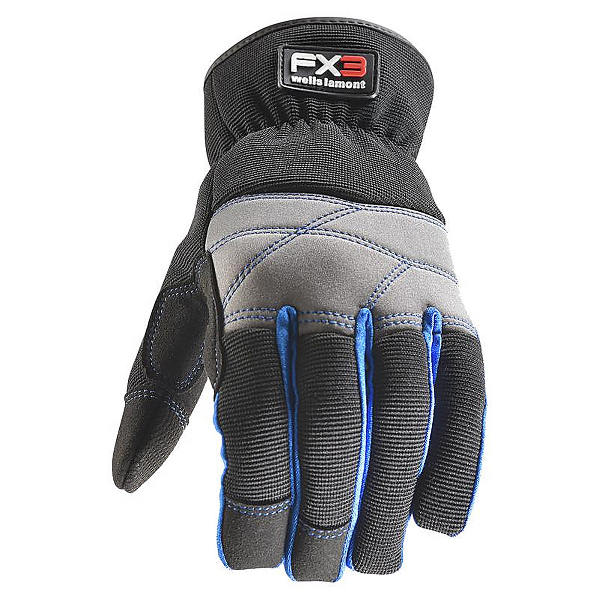 Wells Lamont - 7851GM - Fx3 Mens Indoor/Outdoor Work Gloves Black/Blue M 1 Pair