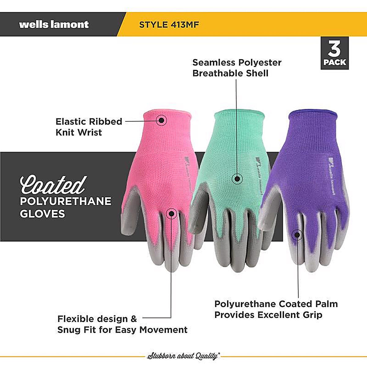 Wells Lamont - 413SF - Womens Outdoor Grip Gloves Assorted S 1 Pair