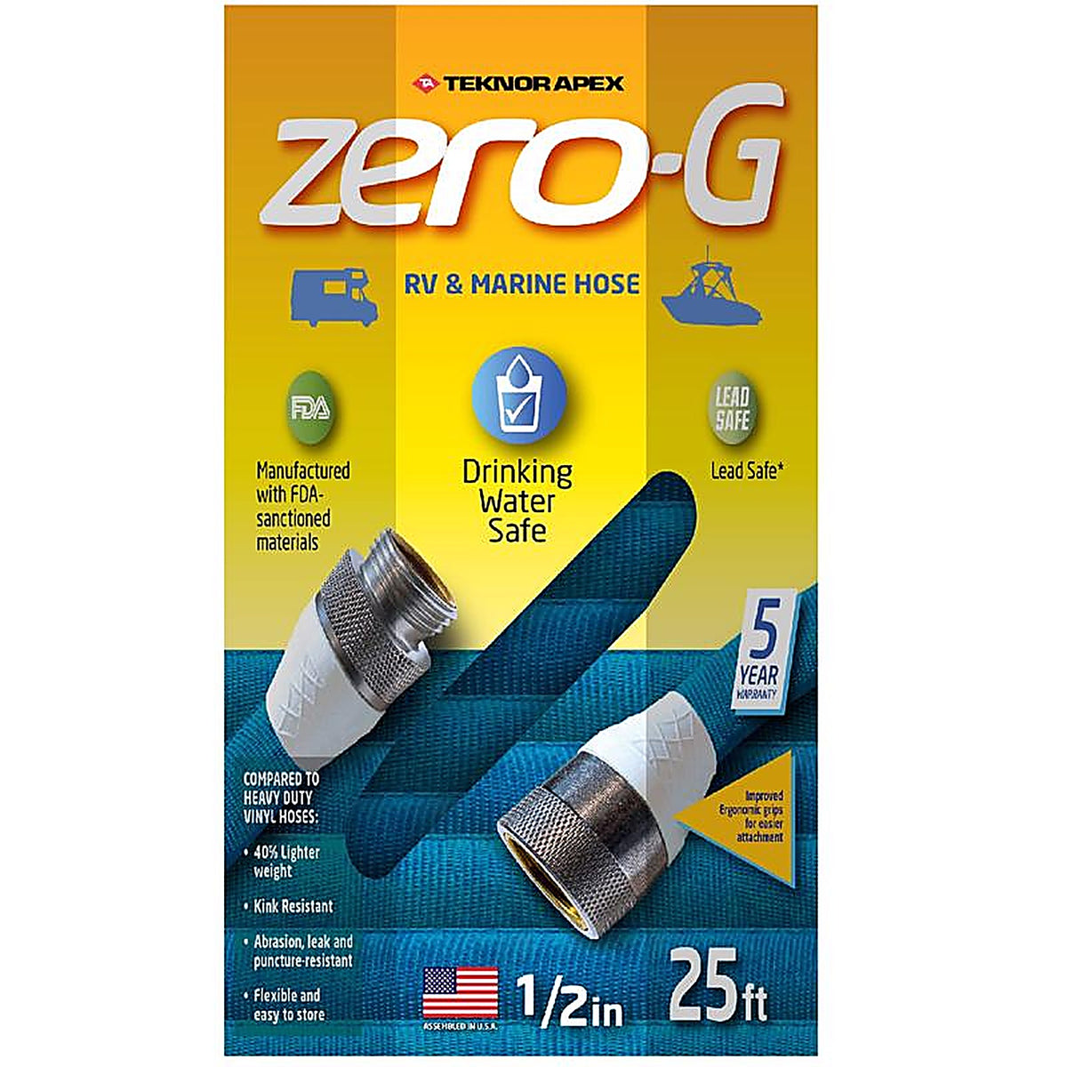 Teknor Apex - 4006-25 - Zero-G 1/2 In. D X 25 Ft. L Heavy Duty RV/Marine Hose