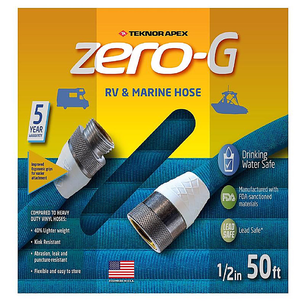 Teknor Apex - 4006-50 - Zero-G 1/2 In. D X 50 Ft. L Heavy Duty RV/Marine Hose