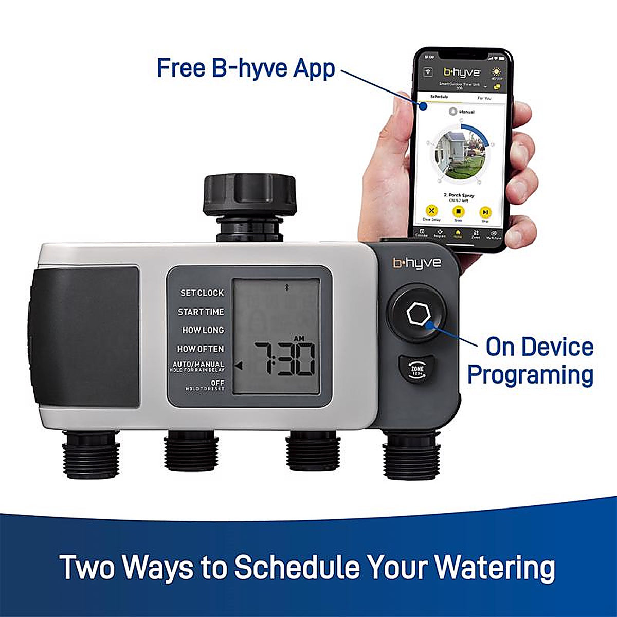 Orbit - 24634 - B-Hyve Programmable 4 Zone Bluetooth Sprinkler Timer