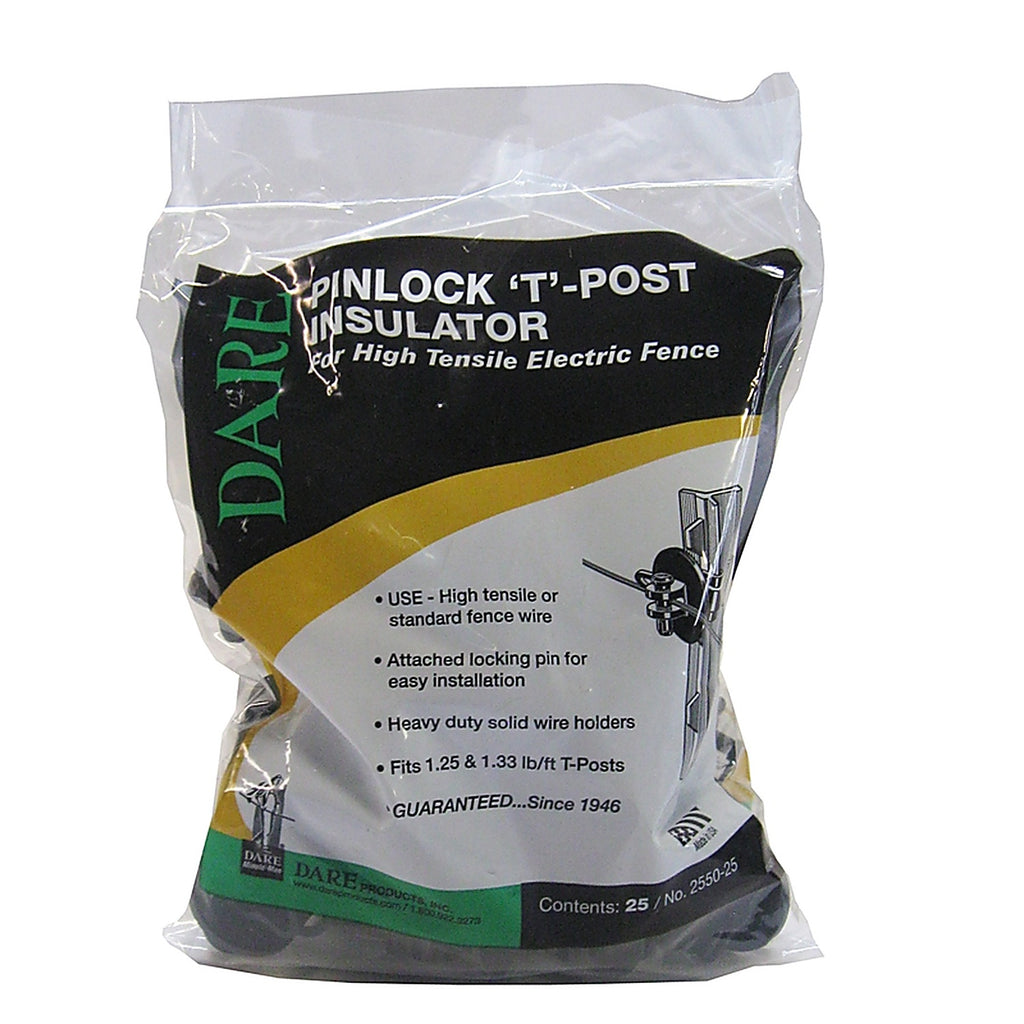 Dare - 2550-25 - Electric Fence T-Post Insulator Black