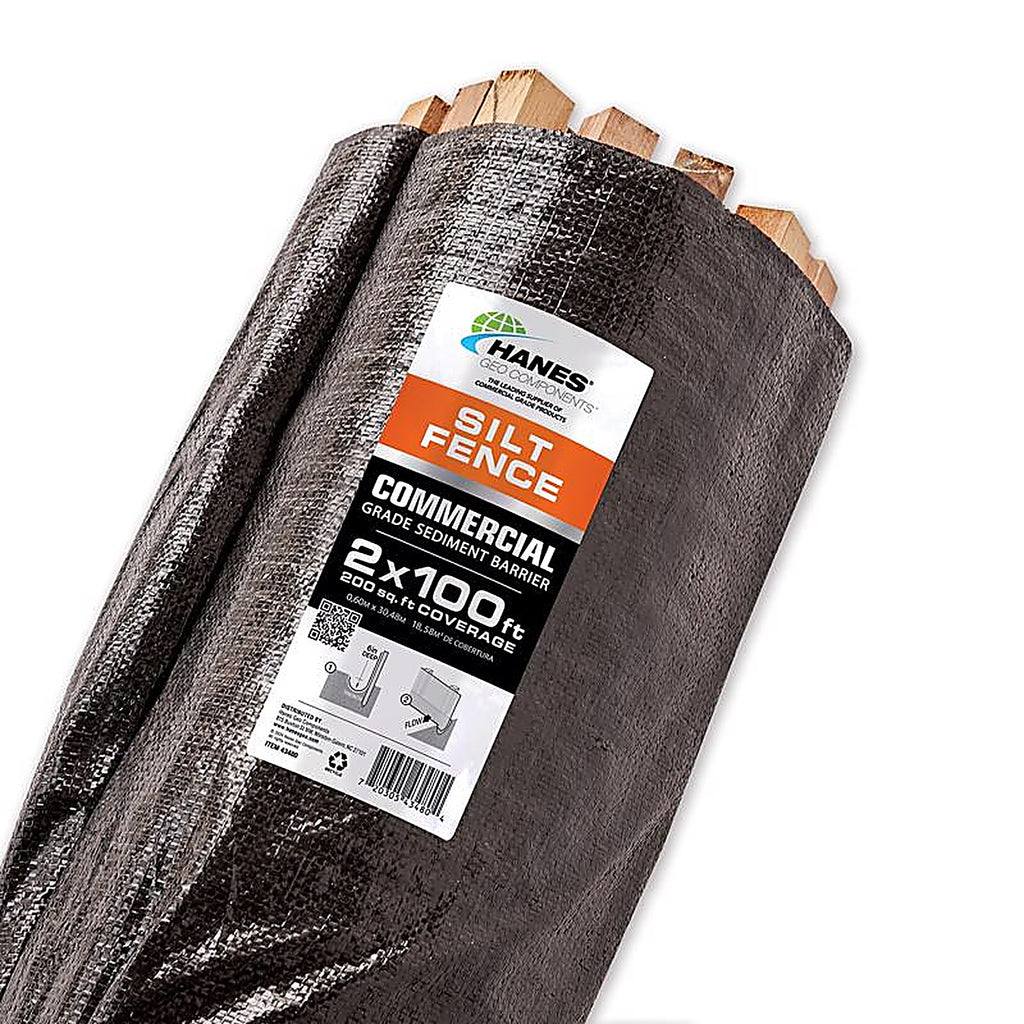 Hanes - 43480 - 2 Ft. H X 100 Ft. L Polypropylene Silt Fencing Black