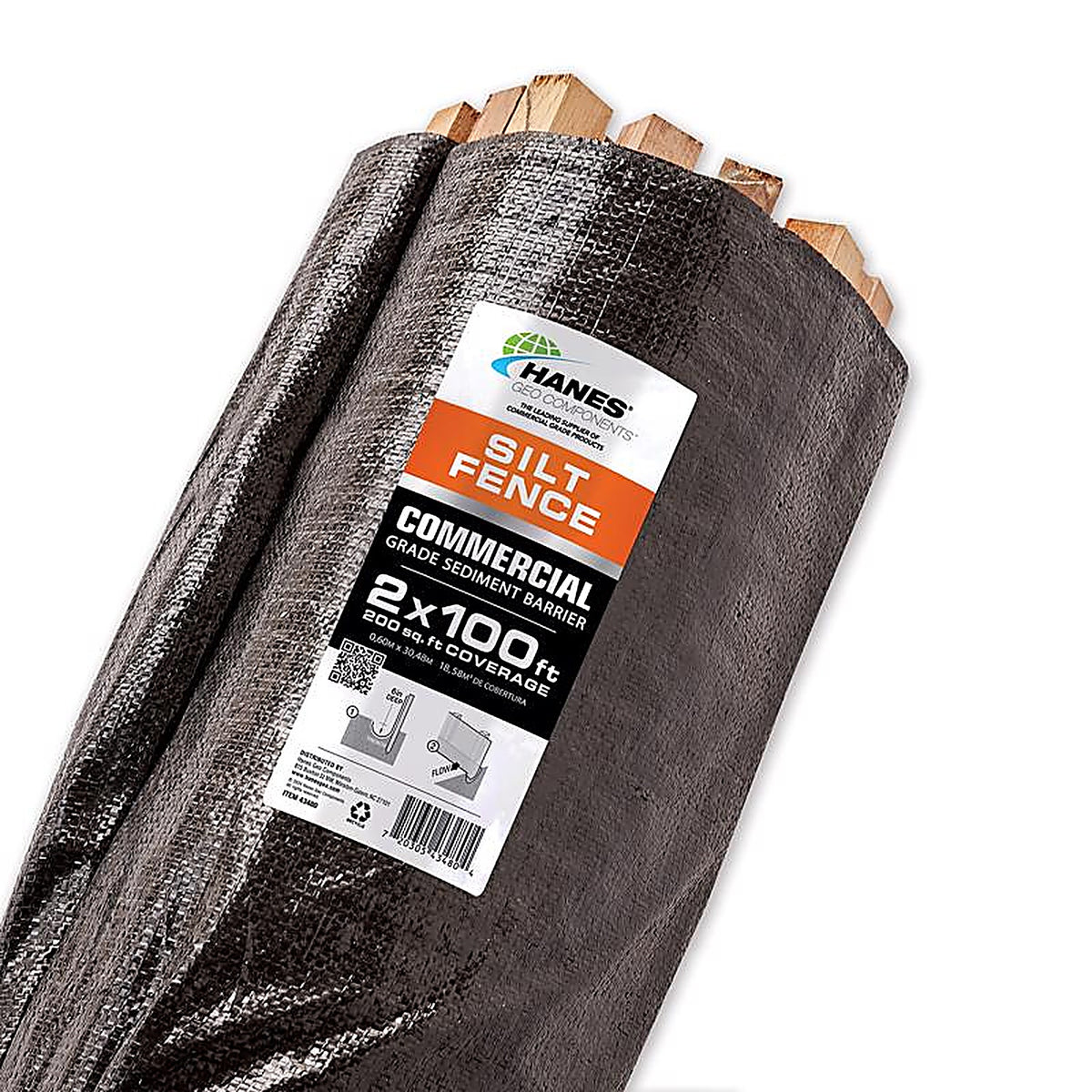 Hanes - 43480 - 2 Ft. H X 100 Ft. L Polypropylene Silt Fencing Black