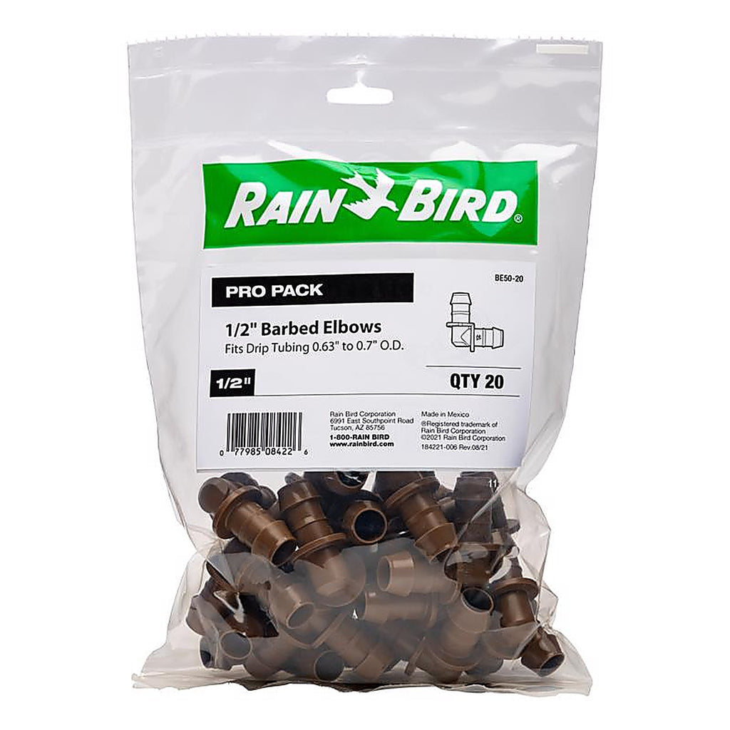 Rain Bird - BE50-20 - 1/2 In. Barbed Drip Irrigation Elbow 1 Pack
